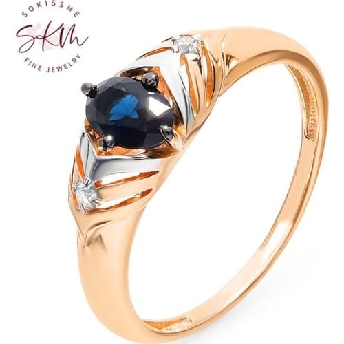 SKM Vintage 14k 18k rose gold rings for women moissanite rings sapphire Trendy Luxury Fine Jewelry