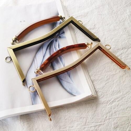 20.5cm Metal Purse Frame Handle Clutch Bag Accessories Embossing M-shaped Handbag Hardware DIY Kiss Clasp Lock Bronze Cord Lock