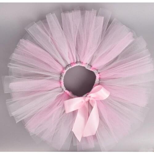 Girls Light Gray And Pink Fluffy Tutu Skirt Baby Birthday Party Tulle Skirt Infant Toddler Tutus Newborn Photo Props Gown 0-12Y