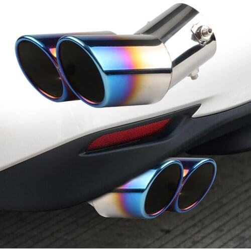Slant Car Exhaust Tip Universal Auto Muffler Burnt Blue Stainless Steel Silencer for Caring Personal Cars Accessories