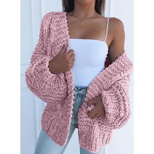 New Cardigan Women Sweaters Solid Loose Knitwear Autumn Female Sweater Cardigans Warm Solid Color Open Front Coat 2021