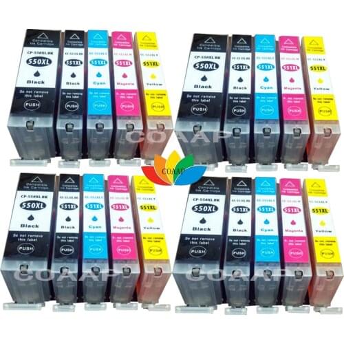 20 Compatible Canon CLI 551 PGI 550 Ink Cartridges for Pixma iP7250 iX6850 MG5550 MG5650 MG6450 MG6650 MX725 MX925