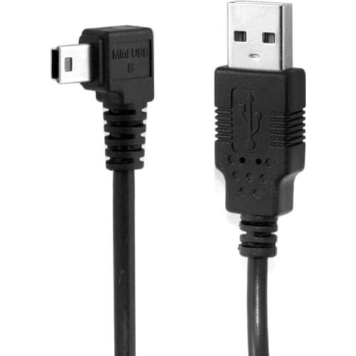 300cm 10Ft 90 degree angled MINI USB B type to USB2.0 Male data & charge cable for MP3 MP4 GPS black color