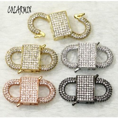 4Pcs lock clasp double hoops clasp zircon jewelry Accessories for jewelry making high quality pendant gift for lady