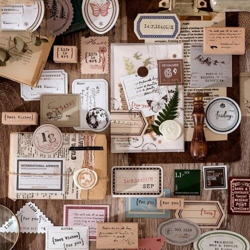 40 Pcs/Set Vintage Stamps Sticky Notes Kawaii Stationery Sticker DIY Journal Scrapbooking Decoration Stickers School Supplies