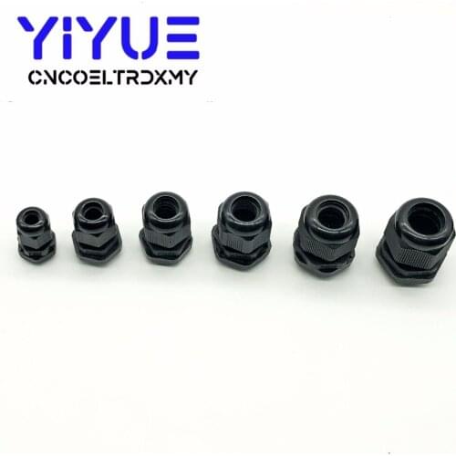 6pcs/lot IP68 PG7 for 3-6.5mm PG9 PG11 PG13.5 PG16 PG19 Wire Cable CE White Black Waterproof Nylon Plastic Cable Gland Connector