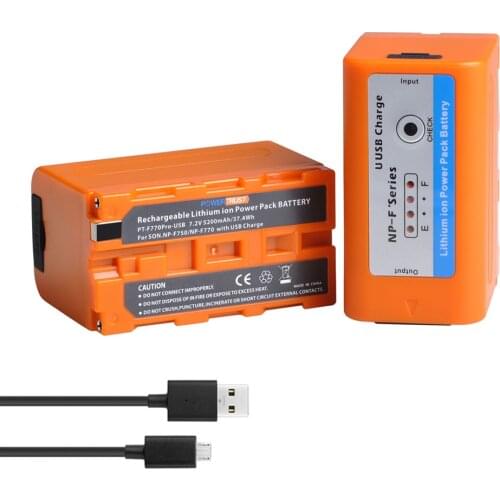 1x 5200mAh NP-F750 NP-F770 Battery with 4 LED Light Micro USB Cable for Sony NP-F970 NP-F930 NP-F950 NP-F960 F770 F750 F570
