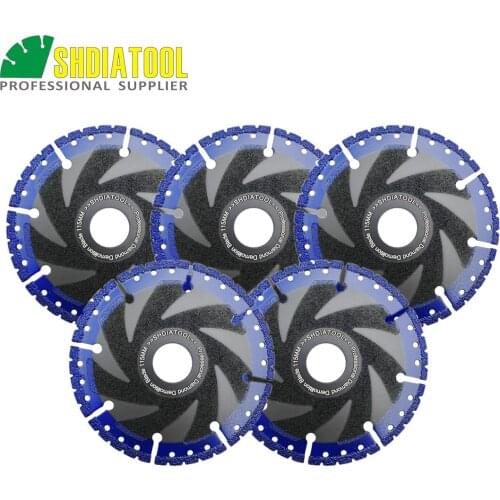 SHDIATOOL 5pcs 4.5" Vacuum Brazed Diamond saw disc for Cast Iron Rebar Aluminum 115mm rescue Diamond cutting blade