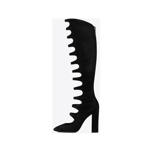 Roman high heels sandals front hollow out boots handmade leather over knee sexy ladies back zipper Booties Shoes for women