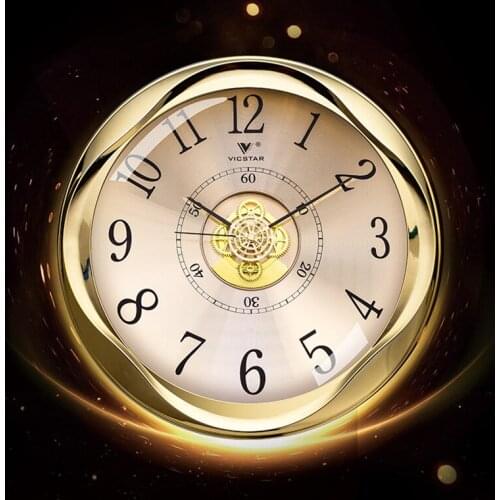 Weishida Clock Golden Circular Wall Clock Hotel Lobby Front Desk Clock High-grade Silent Living Room Quartz Clock Business
