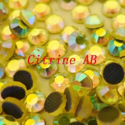AAA Grade Citrine AB SS10-SS20 DMC hotfix Rhinestones Glass DIY iron-on flatback for garment nail phone decorations with glue