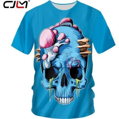 CJLM New Blue Skull Man 3D O Neck Tshirt Printed Scary Brain Pattern Mens Hip Hop Tee Shirt Hot Sale Unisex T-shirt Recommend