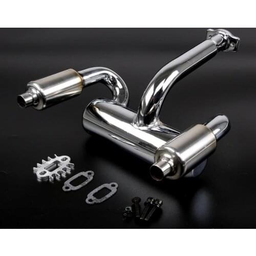 Double exhaust pipe with muffler 85299 for 1/5 rc car hpi km rovan baja 5b