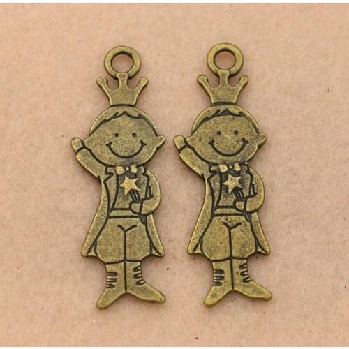 KJjewel Antique Bronze Plated Prince Charms Pendants for Jewelry Making Bracelet Accessories Diy Findings 47x17mm 5pcs/lot