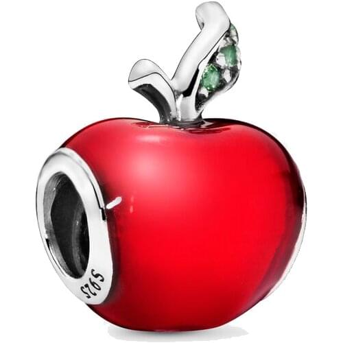 Unicon Classic Silver 925 Beads Red Enamel Apple Charms Beads Fit Pandora Bracelets For Women Jewelry Making Christmas Gifts