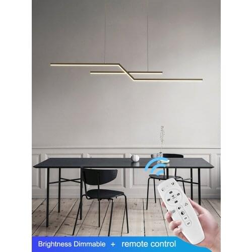 Minimalist Chandeliers For Home Kitchen Modern LED Long Table Dining Room Bar Office Hanging Lamp Black Smart Indoor Lighting