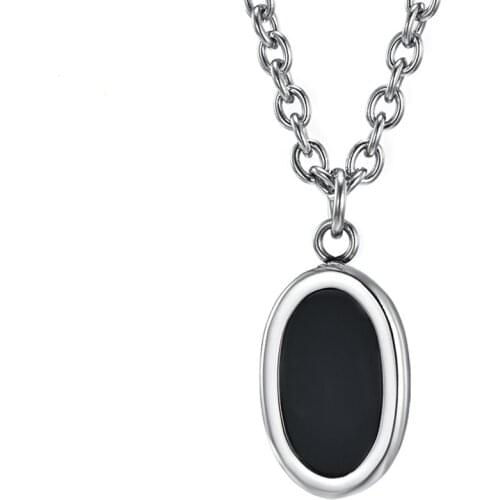 Fashion Mens Necklaces Geometric Oval Pendant O Chain Link Stainless Steel Gift for Him Male Jewelry 24Inch