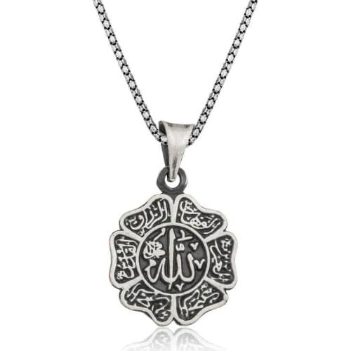Real Silver 925 Jewelry Silver Allah Written Male Necklace