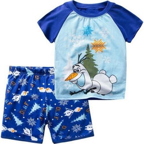 New Summer Baby Boys Clothes Pajamas Sets Girls Pajamas Children Cotton Catoon snowman Kids Animal Sleepwear Home Suit Gift 2-7Y
