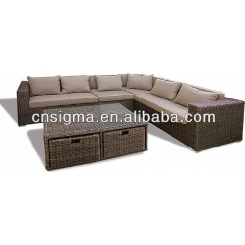 New Products All Weather Modern Wicker Sectional Patio Lounge Sofa Set