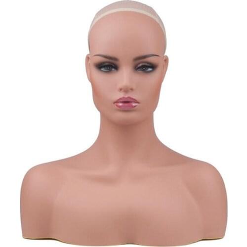 2pcs New Realistic PVC Female Mannequin Head With Shoulder Display Wig Hat Glasses Diamond Necklace Display Mold Stand