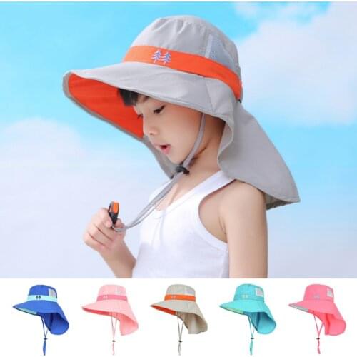 SPF 50+ Wide Brim Children Sun Hat Kids Bucket Cap Summer Beach Girls Travel Outdoor Cute Casual Sun Hats