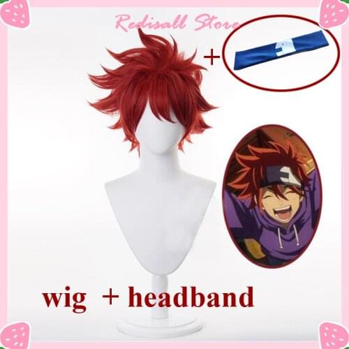 SK∞ Reki Cosplay Wig Red Hair + Hairband Heat Resistant Skateboards SK8 the Infinity SK Eight Full Set for Unisex Role Play