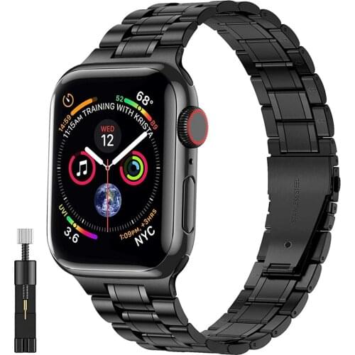 Luxury watchbands for iwatch band series 6 5 4 3 44mm 40mm 42mm 38mm for apple watch se strap Upgraded Stainless Steel Bracelet