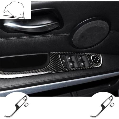 RRX For BMW E90/E93/E92 2005-2012 Convertible Coupe Carbon Fiber Window Lift Panel Decorative Stickers Car Styling Accessories