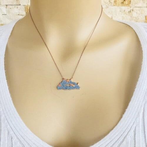 Blue Cloud 925 Sterling Silver Necklace Women Girls Gift Jewelry Accessories Fashion Handmade Elegant Chain