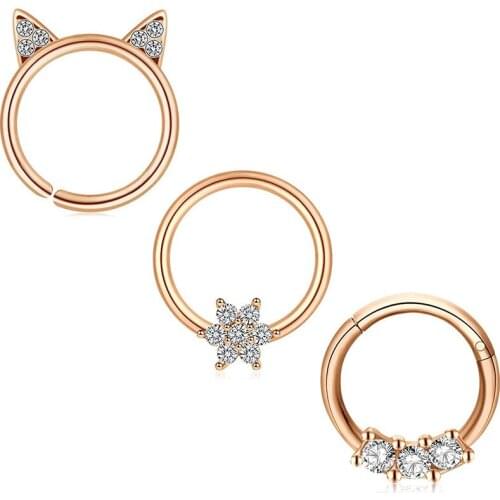 3PCS 16G Daith Earrings Cartilage Helix Tragus with Crystal Ball Lip Piercing Jewelry