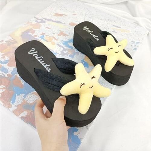 Shales For Women Handmade Big Bowknot Beach Slippers Women Chanclas Plataforma High Heel Flip Flops Sandals Black Ladies Terlik