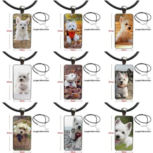 Glass Pendant Galaxy Pendant Necklace Women Stainless Steel Plated Necklaces Jewelry For Kids Beads West Highland Terrier Westie