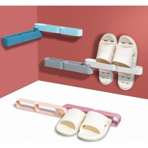 Home Slipper Rack Wall-mounted Shoe Rack Rotatable Wall Non-perforated Behind The Door Shelf Shoe Organizer and Storage