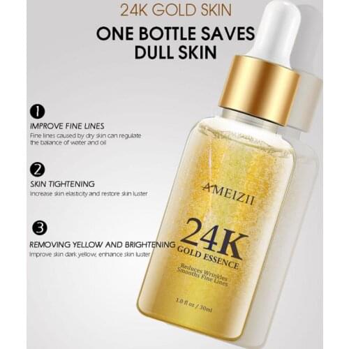 AMEIZII Face Serum Whitening Anti Winkles Hyaluronic Acid 24K Gold Vitamin C Essence Facial Acne Treatment Face Skin Care TSLM2
