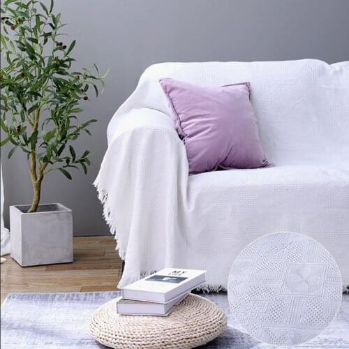 Nordic Knitted Couch Armchair Tassels Blanket Pet Dog Sleeper Sofa Mattress Protector Plaid Coverlet