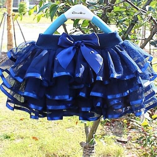 2020 Tutu Skirt Girls Cake Tutu Pettiskirt Dance Mini Skirt Birthday Princess Ball Gown Children Kids Clothes Navy Blue Skirts