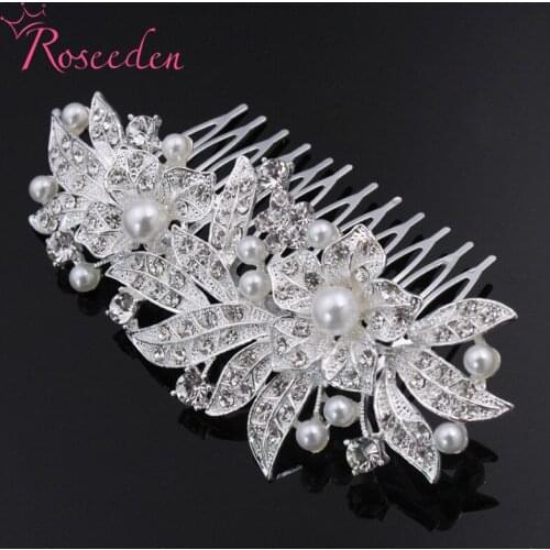 Elegant Design Floral Wedding Hair Jewelry Pearl Crystal Flower Bridal Hair Comb Hair Accessories RE851