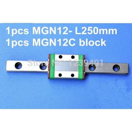 1pcs MGN12 L250mm linear rail + 1pcs MGN12C carriage