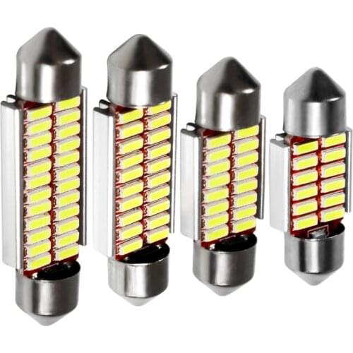 10PCS 31mm 36mm 39mm 41mm C5W C10W 12 16 20 24 SMD 4014 LED Bulb CANBUS ERROR FREE Auto Festoon Lamp Car Interior Houseing Light