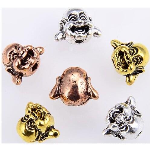10pcs / pack of metal zinc alloy smile Buddha head beads for jewelry making accessories specifications length 13.5mm width 10.5m