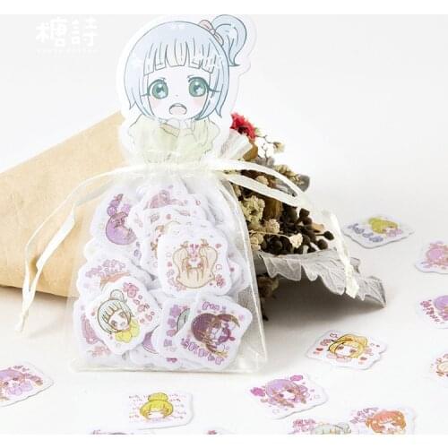 100pcs/box Kawaii Girl Adhesive Stickers DIY Decoration Stickers Stationery Stickers Escolar Papelari Labels Scrapbook Paper