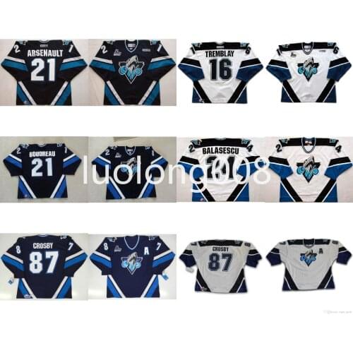 Custom 2020 men Rimouski Oceanic 87 Sidney Crosby 21 Boudreau 21 Benoit Arsenault 16 Tremblay Hockey Jerseys