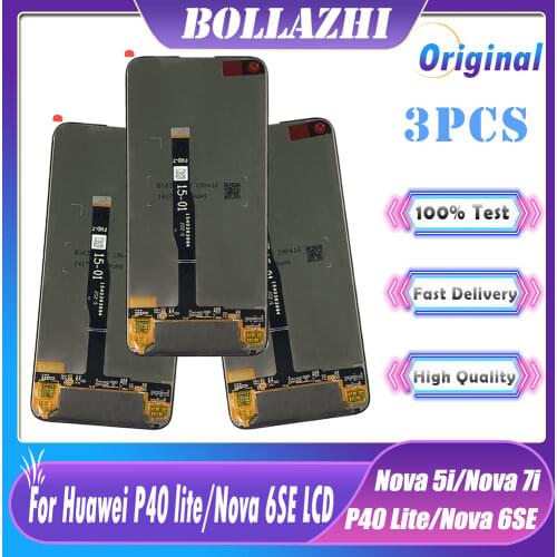 3/5/10pcs Original With Frame For Huawei P40 Lite LCD Display Touch Screen Digitizer Assembly Replacement for Nova 6 SE LCD