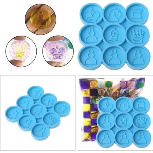 9 Pcs International Chess Piece Epoxy Resin Mold DIY Crafts Casting Tool Chessman Toy Silicone Mould T84A
