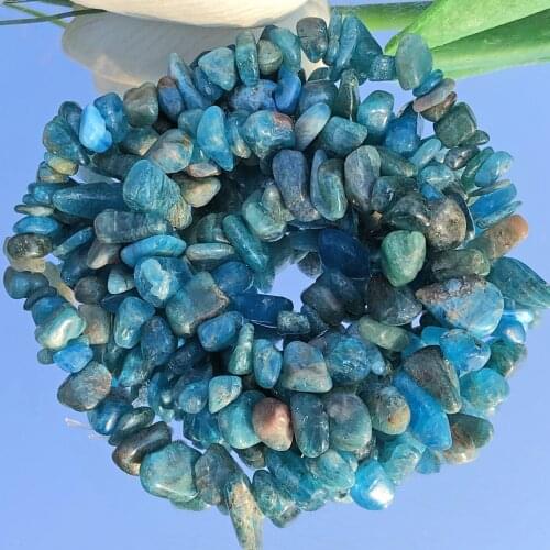 AAA 5-8mm Natural Freeform Chips Beads Gravel Blue Apatite Stone Irregular Beads For Jewelry Making DIY Bracelet Accessories 32"