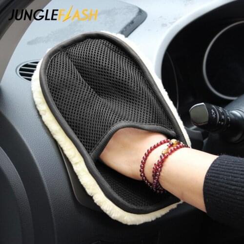 JUNGLEFLASH Car Washer Accessories Soft Wool Car Wash Gloves Auto-Care Car Cleaning Microfiber 23*18cm Auto Washing Tools