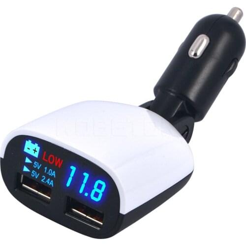 2016 Newest Car usb charger 5V 2.4A+1A Dual USB Charger Adapter with LED Monitor Display For Audi Car For Iphone Android Phone