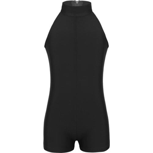 Kids Girl Ballet Tutu Performance Mock Neck Zippered Back Ballerina Dance Costumes Gymnastics Leotard Jumpsuit Unitard Dancewear