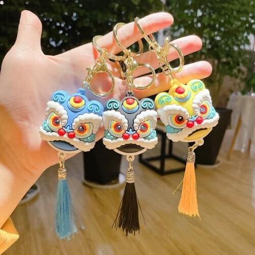 Chinese Lion Dance Pendants Keychain Creative Car Key Chain Female Backpack Bag Charm Accessories Birthday Anniversary Gifts